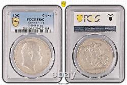 1902, Great Britain, Edward VII. Rare Matte Proof Silver Crown Coin. PCGS PR-62