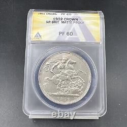1902 Great Britain Silver Crown ANACS PF60 Matte Proof Coin