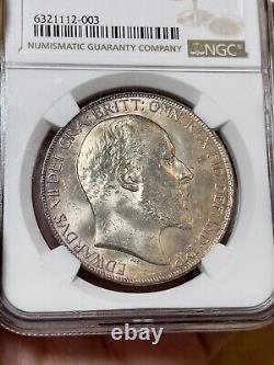 1902 Great Britain Silver Crown, NGC MS-64 One Year Type Rare High Grade