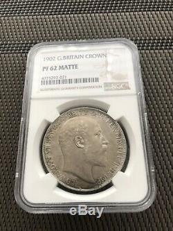 1902 UK Great Britain Edward VII Matte Proof Sliver Crown NGC PF62 Nice Coin