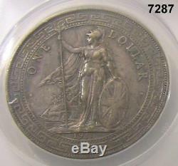 1911 B Great Britain Trade Dollar Anacs Certified Au53 Colors! #7287