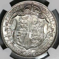 1913 NGC MS 64 1/2 Crown George V Great Britain Silver Coin (18091610C)