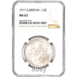 1917 Great Britain 1/2 Crown, PCGS MS 63, Attractive Example