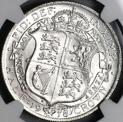 1918 NGC MS 64 1/2 Crown George V Great Britain Sterling Silver Coin (23033002C)