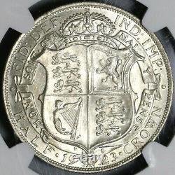 1923 NGC MS 64 1/2 Crown George V Great Britain Silver Coin (21061101C)