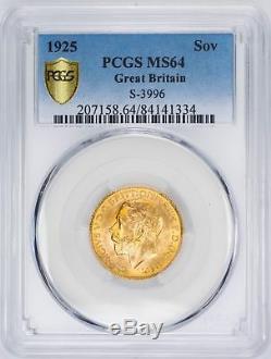1925 Sovereign S-3996 Great Britain Gold PCGS MS64 Secure Plus Rare Coin