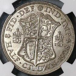 1928 NGC MS 63 1/2 Crown George V Great Britain Mint State Silver Coin 23102001C