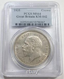 1935 Great Britain Silver Crown George V Pcgs Ms64