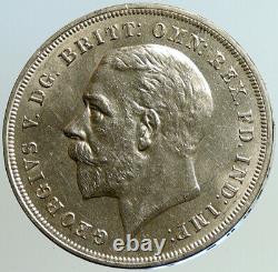 1935 Great Britain UK King GEORGE V on Horseback OLD Silver Crown Coin i101150