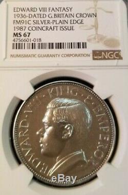 1936 Dated Great Britain Silver Crown Edward VIII Ngc Ms 67 Scarce 1987 Issue