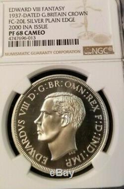 1937 Dated Great Britain Silver Crown Fc 20e Edward VIII Ngc Pf 68 Cameo Scarce