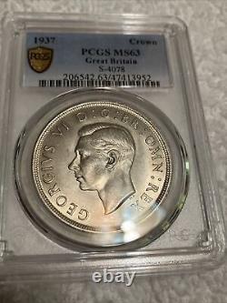 1937 GREAT BRITAIN SILVER CROWN PCGS gold shield MS 63 real nice coin