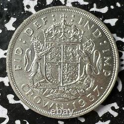 1937 Great Britain 1 Crown Lot#JM3534 Large Silver Coin! High Grade! Beautiful