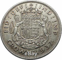 1937 Great Britain United Kingdom w UK GEORGE VI Large Silver Crown Coin i72492