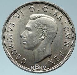 1937 Great Britain United Kingdom w UK GEORGE VI Large Silver Crown Coin i82929