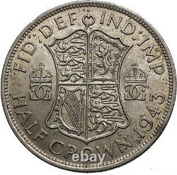1943 United Kingdom of Great Britain GEORGE VI Half Crown Silver Coin i56132