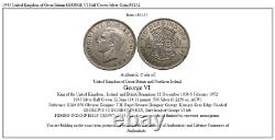 1943 United Kingdom of Great Britain GEORGE VI Half Crown Silver Coin i56132