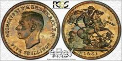 1951 Great Britain Crown Five Shillings Pcgs Pl64 High Graded Toned Coin