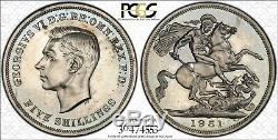 1951 Great Britain Five Shillings Pcgs Pl64 Lightly Color Toned Coin