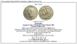 1951 Great Britain UK King GEORGE VI Saint Dragon 5 Shilling Crown Coin i113251