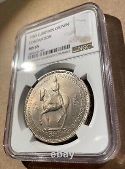 1953 Great Britain One Crown QEII Coronation NGC MS 65 Copper-Nickel