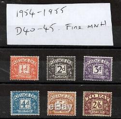 1954-1955. D40-D45. Set x 6 Tudor Crown Postage Dues. Very fine unmounted mint