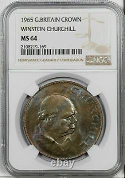 1965 Great Britain Crown Winston Churchill Ngc Ms 64 Nicely Toned