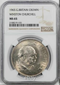 1965 Great Britain Crown Winston Churchill Ngc Ms 65 #i Only 2 Graded Higher