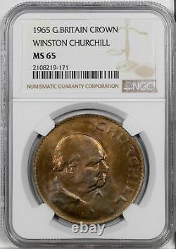 1965 Great Britain Crown Winston Churchill Ngc Ms 65 #m Only 2 Graded Higher
