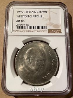 1965 Great Britain One Crown NGC MS 64 Winston Churchill Business Strike