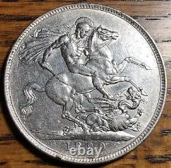 AU Details On This Harshly Cleaned 1890 Great Britain Silver Crown