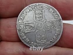 Antique 1697 William III Silver Half Crown Coin Nice Detail