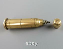 Antique 19th C. Brass 8 Bore Hand Decapper Powder Flask Crown Mark Military