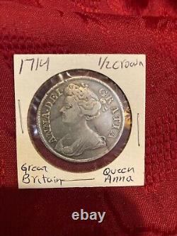 Britain Queen Anne 1/2 Crown 1714 silver