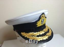 British Royal Navy Admiral Flag Rank Officers Peaked Cap / Hat Queens Crown