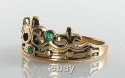 Crown Regal 9k 9ct Gold Colombian Emerald Victorian Vintage Ins Ring Free Size
