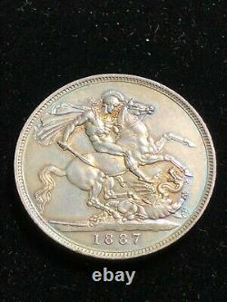 ENGLAND 1887 Silver Crown, Victoria Jubilee, S3921 UNC Grade, Great Britain