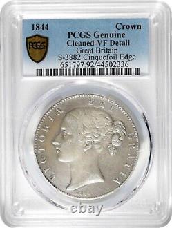 England/great Britain Victoria 1844 1 Crown Silver Coin, Pcgs Cert. Vf Details