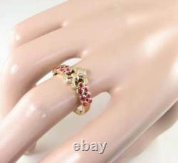 English 9ct 9k Gold Ruby & Diamond Crown Vintage Ins Ring Free Resize