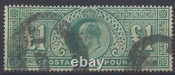 GB Stamps 1902 £1 Dull Green 3 crowns wmk used SG266 CV £825