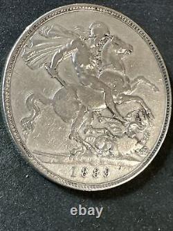 GREAT BRITAIN 1889 Silver (. 925)coin 1 Crown Queen Victoria (1819 1901)