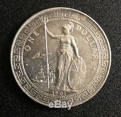 GREAT BRITAIN 1901 B Trade Dollar Silver Crown XF