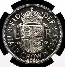 GREAT BRITAIN 1953 Elizabeth II Coronation Proof 1/2 Crown NGC PF65+ Ultra Cameo