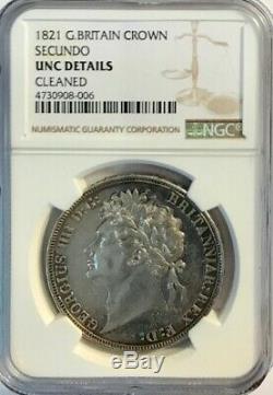 GREAT BRITAIN George IIII Silver Crown 1821 Secundo NGC UNC Details (CLN)