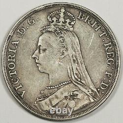 GREAT BRITAIN UK 1891 Silver CROWN Coin XF VICTORIA JUBILEE Head KM#765