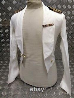 Genuine Vintage British Royal Navy Captains Mess Dress White Jacket Kings Crown