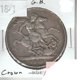 Great Britain 1 Crown 1891 Silver VF Very Fine