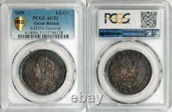 Great Britain 1658 Cromwell Silver Half Crown PCGS AU-53 Gold Shield