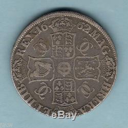 Great Britain. 1662 Charles 11 Crown. Edge dated, No Rose. F/Fine+