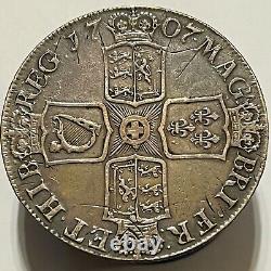 Great Britain 1707 E Queen Anne Silver Crown Toned Very Fine+ Coin